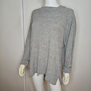 Chance Or Fate Oversized Mockneck Tunic Sweater Knit Gray Pullover Size Small